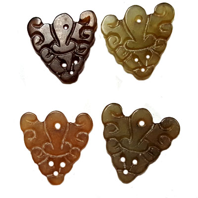 JADE SMALL PENDANT LUCKY 25MM BROWN (4 PCS)